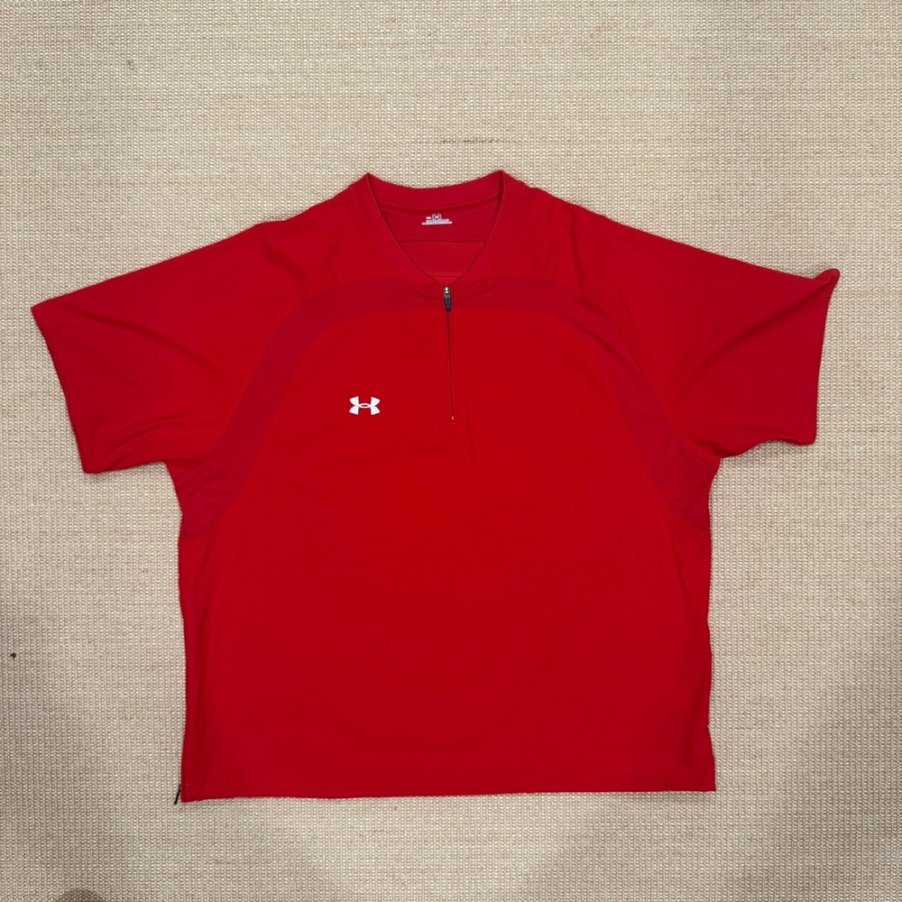 Under Armour Mens XXL Red Short Sleeve 1/4-Zip Windshirt Pullover Jacket